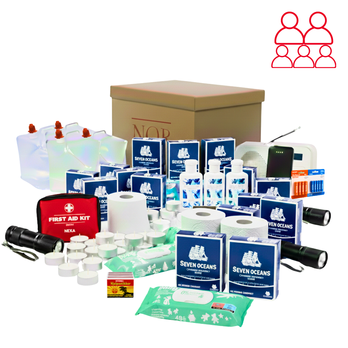 Komplett beredskapslager for stor familie