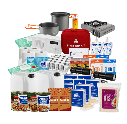 Komplett beredskapslager / beredskapsboks for 2 personer