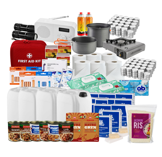 Komplett beredskapslager / beredskapsboks for familie